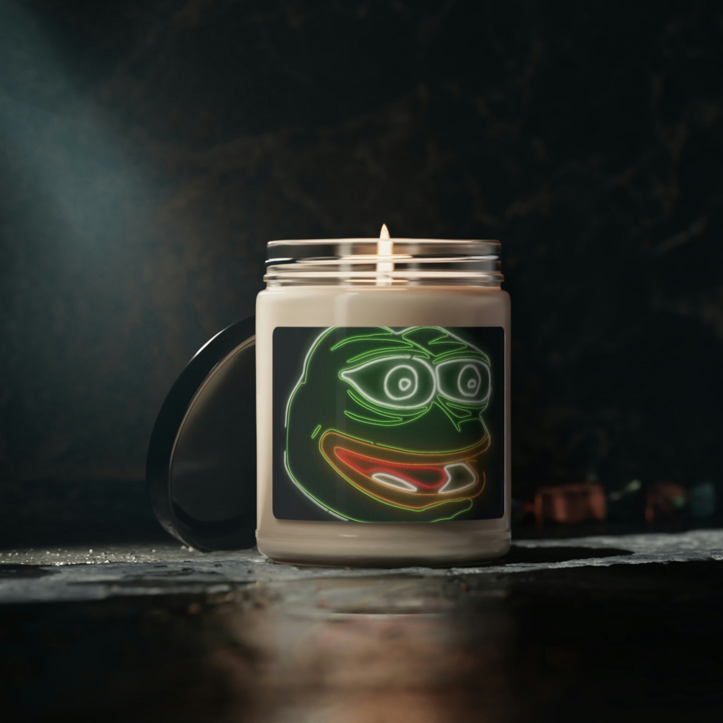 Neon Pepe the Frog Scented Soy Candle